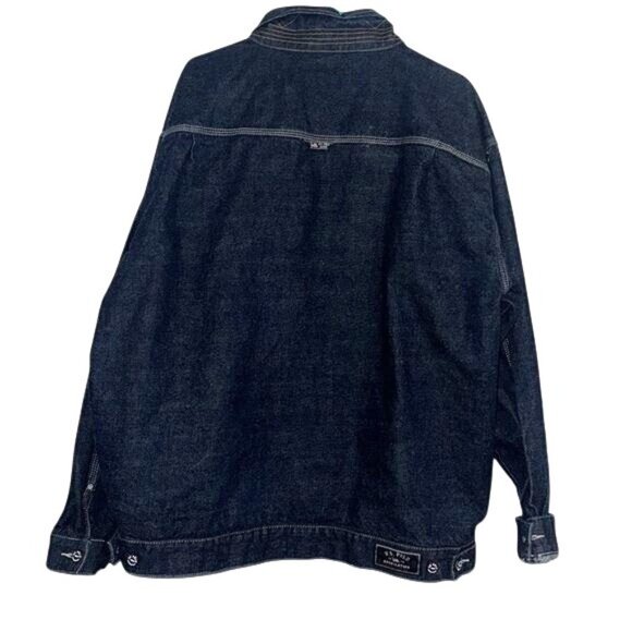 U.S. Polo Assn Mens Denim Jacket XL 100% Cotton Dark Blue Button-Up - Picture 7 of 9